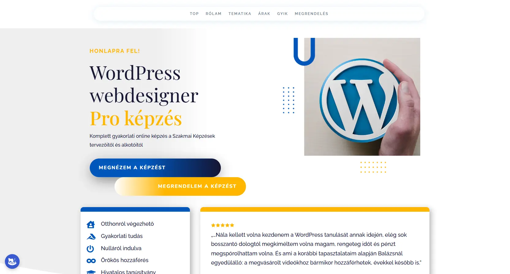 Szakmai Képzések - WordPress webdesigner Pro