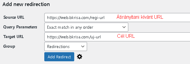 URL átirányítás a Redirection plugin segítségével