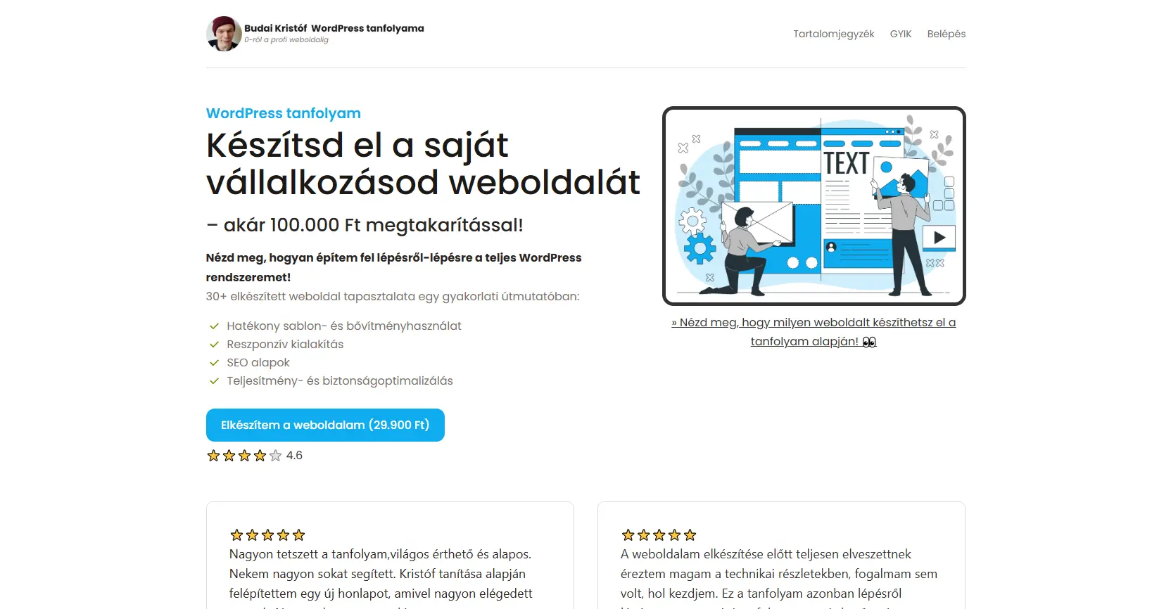 WordPress tanfolyam kisvállalkozóknak - ez a saját tanfolyamom